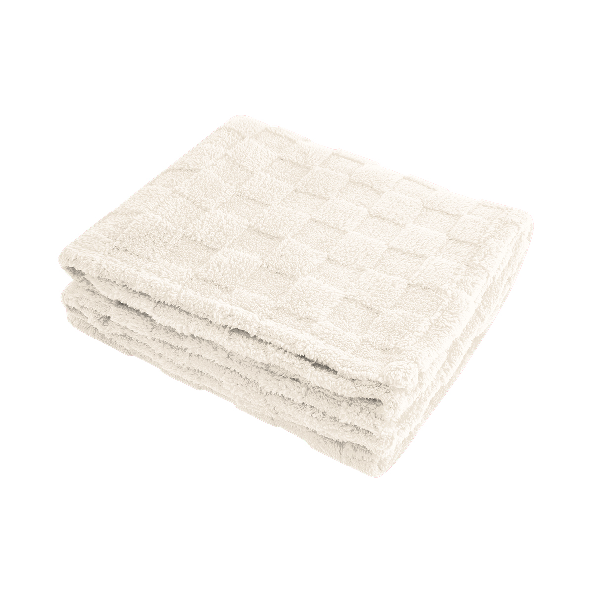 rPET Checkered Sherpa Blanket - CREAM