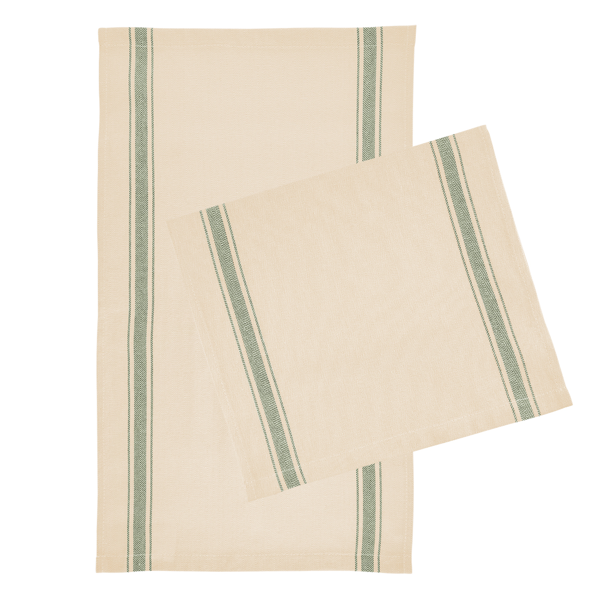 Cotton Stripe Tea Towel - NATURAL OLIVE