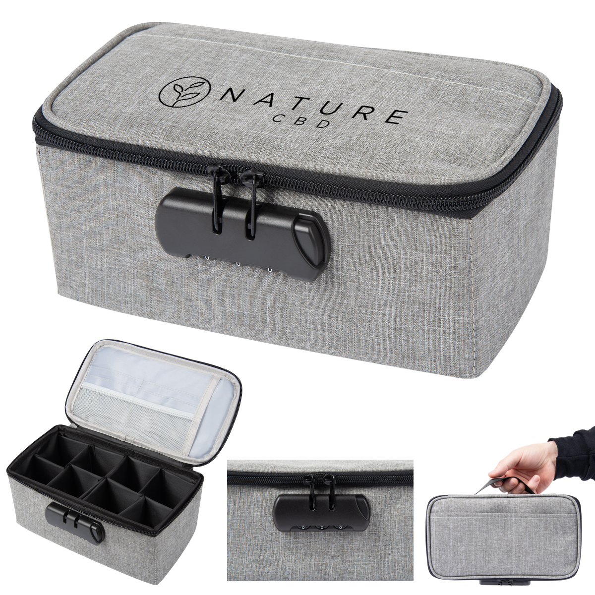 Heathered Stash Bag With Lock - GRAY