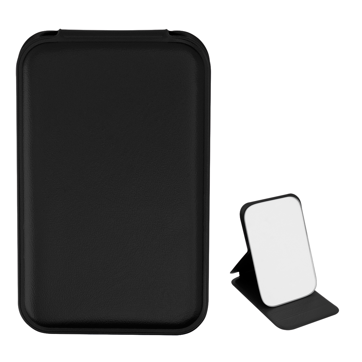 Leatherette Compact Mirror — BLACK