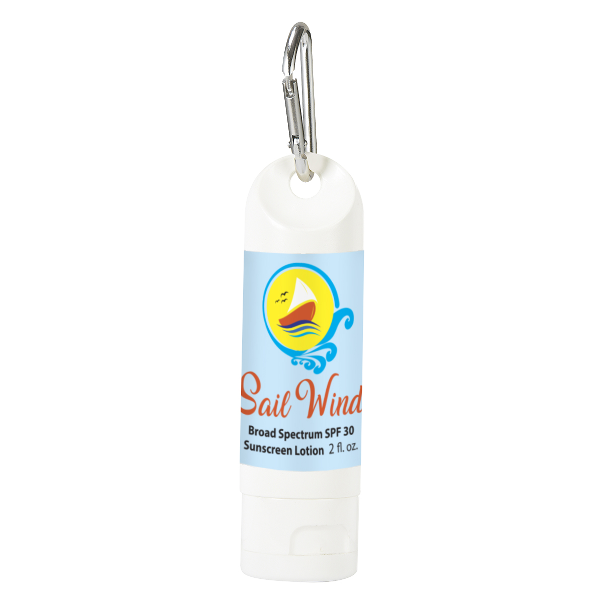 2 Oz. SPF 30 Sunscreen Lotion Carabiner Bottle-HIT