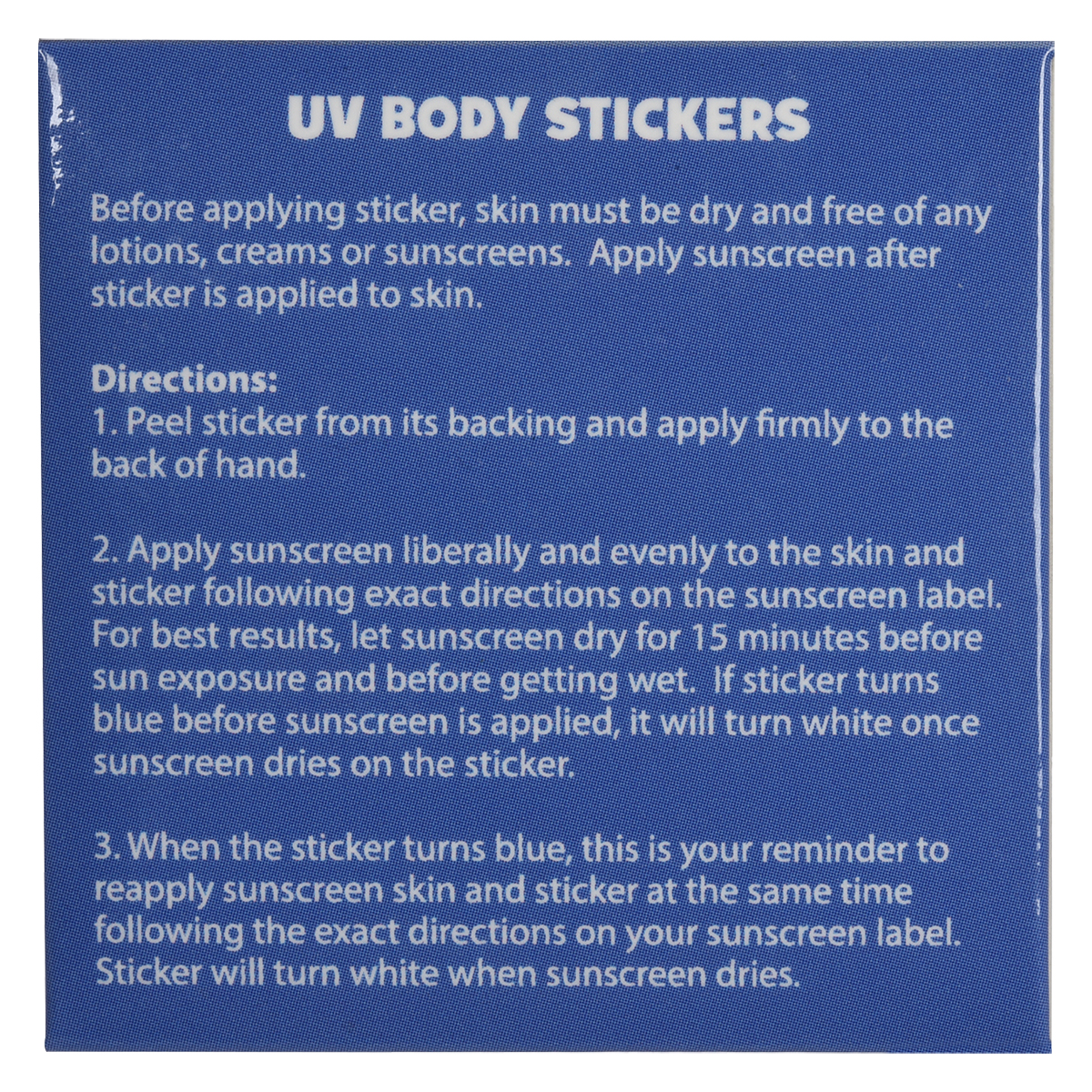 9193 Sunburn Alert UV ColorChanging Sticker With Custom Pack Hit