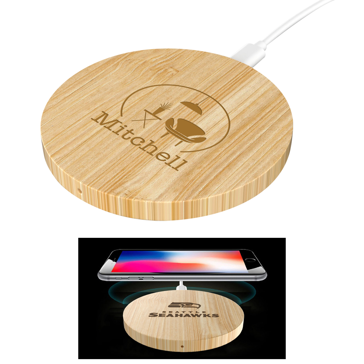 15W Round Bamboo Wireless Charger - BAMBOO