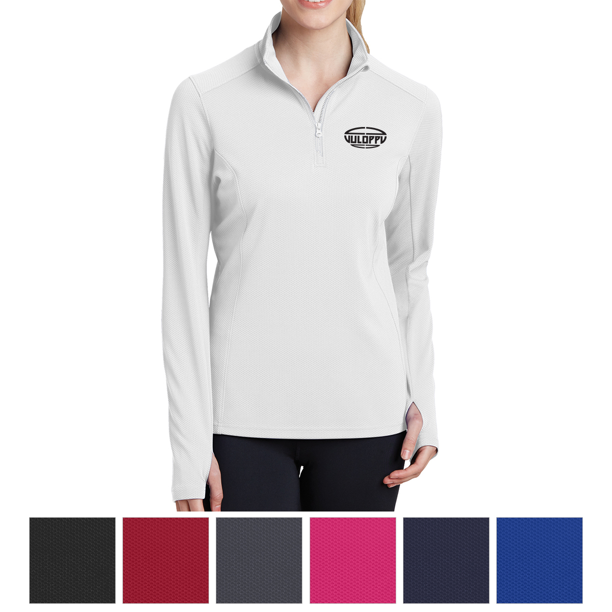 Sport-Tek® Ladies' Sport-Wick® Textured 1/4-Zip Pullover