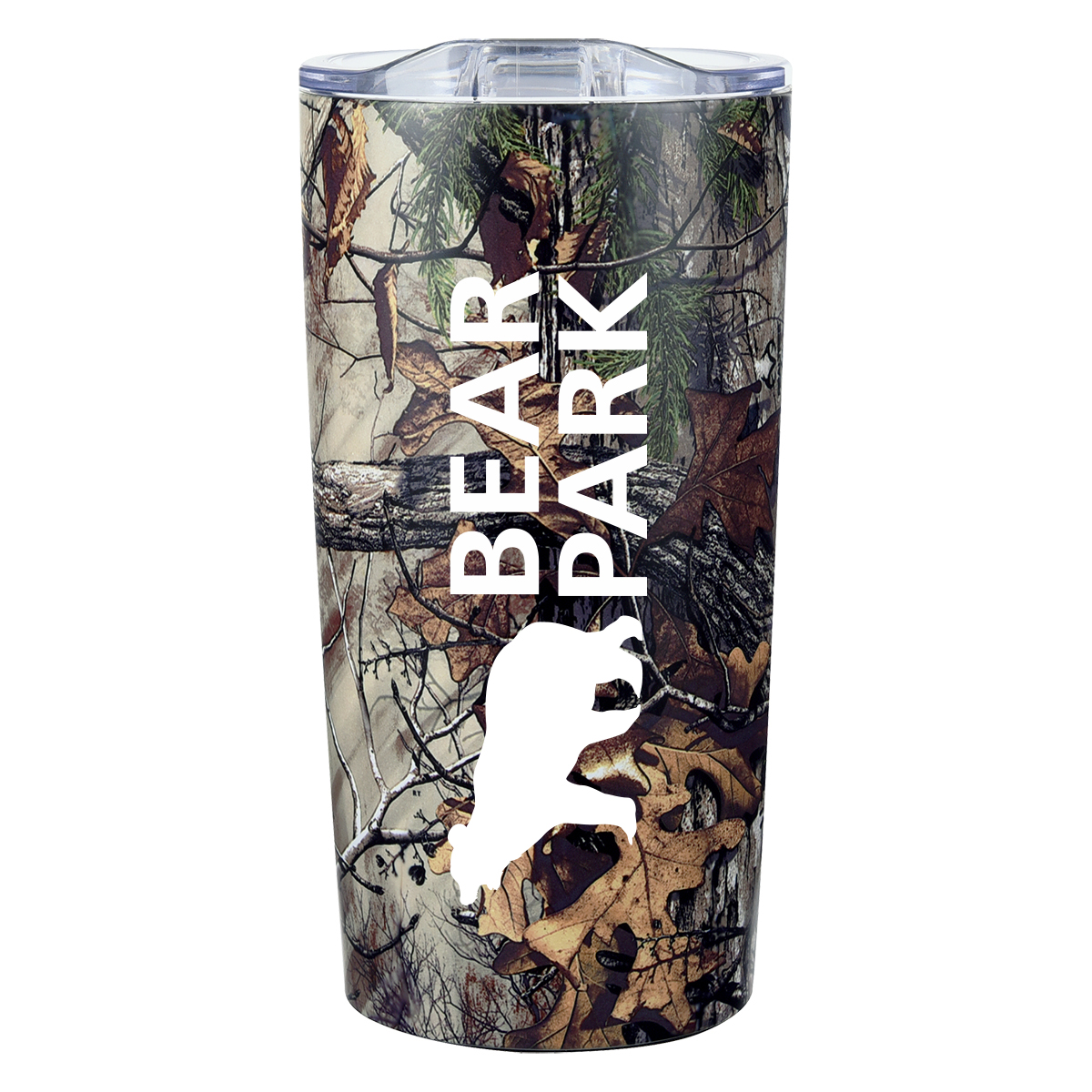 with sliding splash proof lid 20 oz tumbler in Realtree Xtra camo 