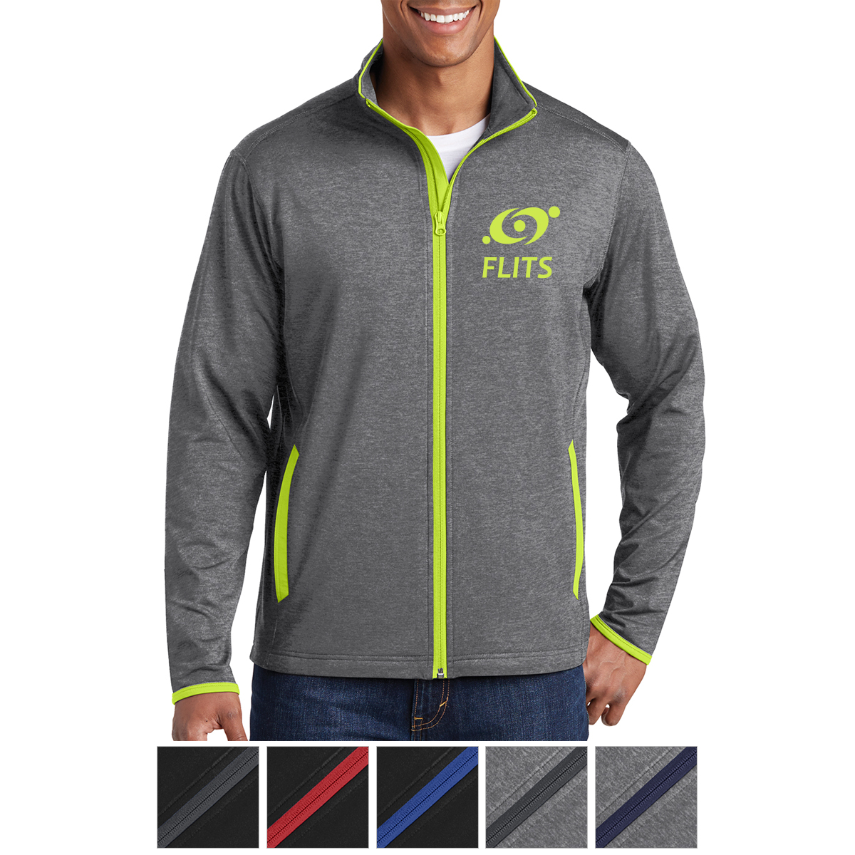 Sport-Tek® Sport-Wick® Stretch Contrast Full-Zip Jacket-Sport&#45;Tek