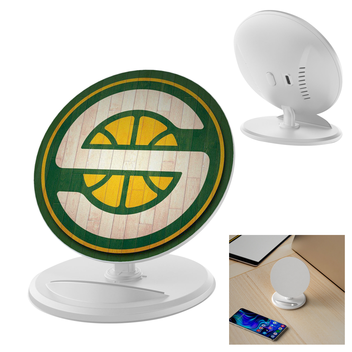 10W Round Wireless Charger & Stand - WHITE