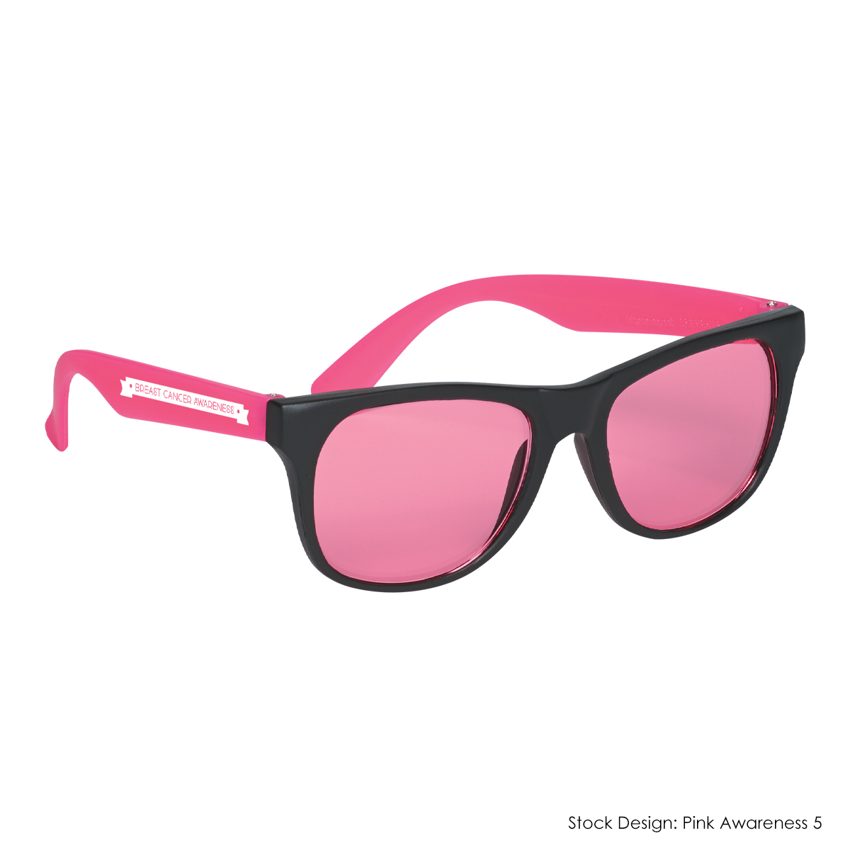 4001-BCA - Breast Cancer Awareness Tinted Lenses Rubberized Sunglasses
