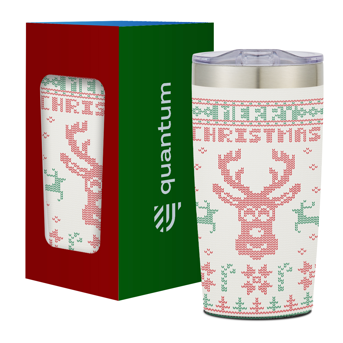 55753PW-HOL - Happy Holidays 20 Oz. Full Color Two-Tone Himalayan Tumbler With Custom Window Box