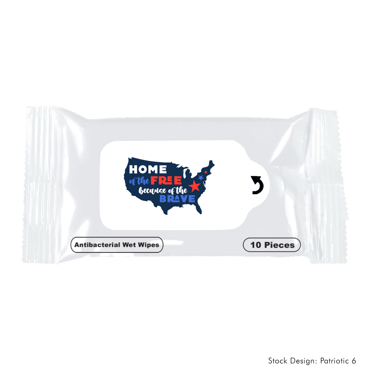 90012-MEM - Memorial Day Antibacterial Wet Wipe Packet