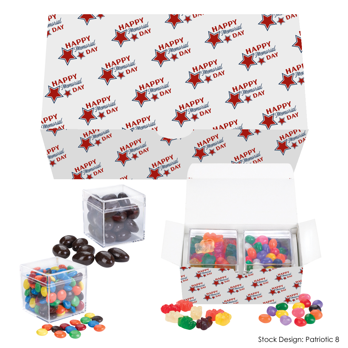 CUBE-CANDY-SET-MEM - Memorial Day Cube Shaped Candy Set