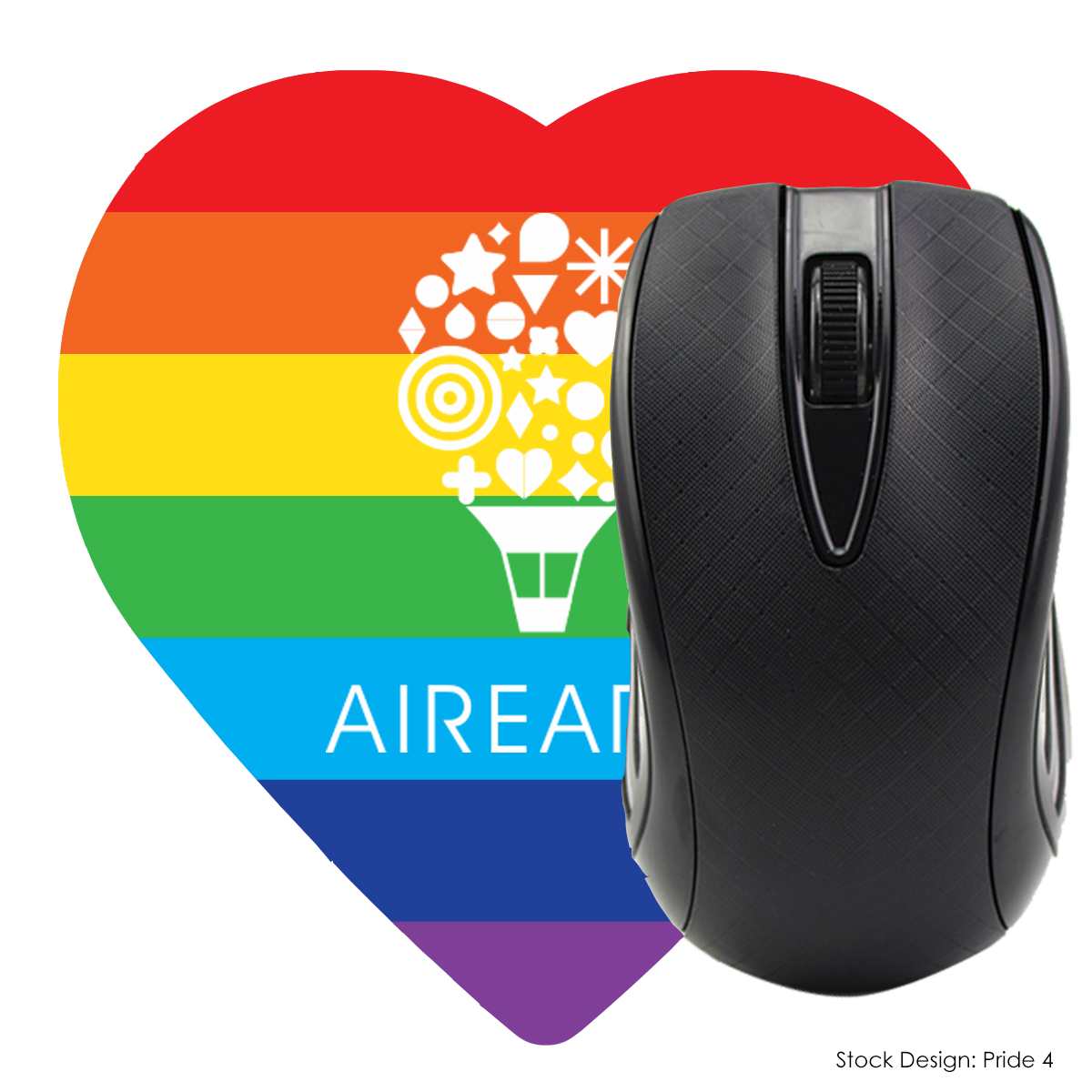 MOUSE-PAD-HRT-PRI - Pride Heart Shaped Computer Mouse Pad - Dye Sublimated