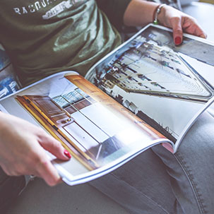 Woman reading a catalog